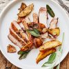 ACV Marinated Pork Chops with apple sauce and sage