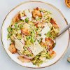 Caesar Marinated Brussel Sprouts Salad with Homemade Breadcrumbs