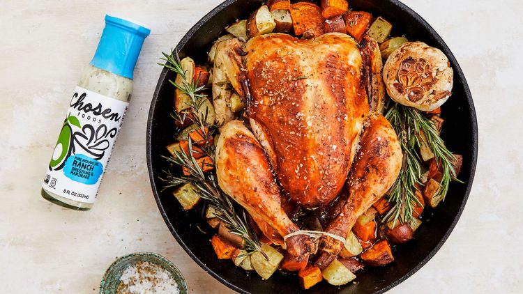 Roast Ranch Chicken with Rosemary Sweet Potatoes