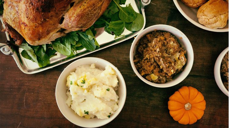 Thanksgiving table with side dishes