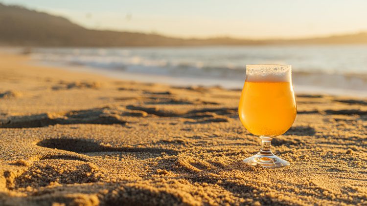 a beer on the beach